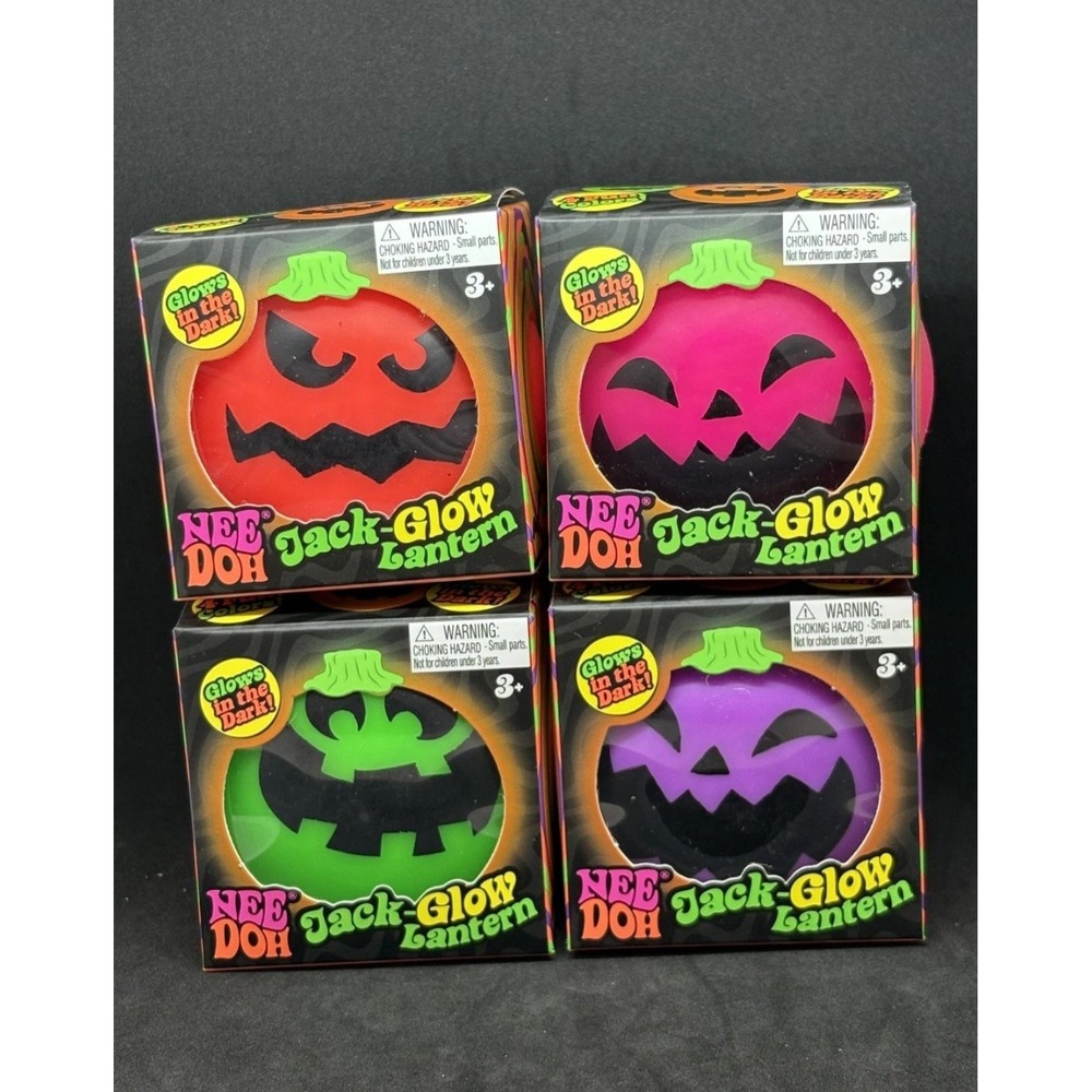 Schylling NeeDoh Jack-Glow Lantern Halloween Stress Ball Fidget Toy Set of 4